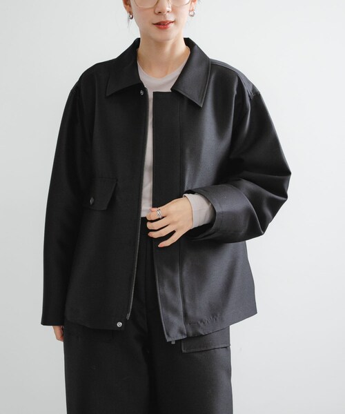 URBAN RESEARCH（アーバンリサーチ）の「new basic　WOOL SILK BOX JACKET（テーラードジャケット・レディース・BLACK・FREE）」の8枚目の写真