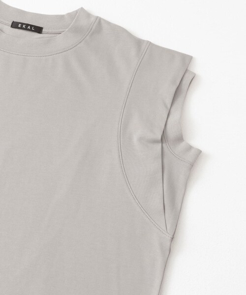 EKAL（エカル）の「T/Cプレーティング天竺フリルTシャツ（Tシャツ/カットソー・レディース・ライトグレージュ/アプリコット/Dブラウン・one）」の12枚目の写真