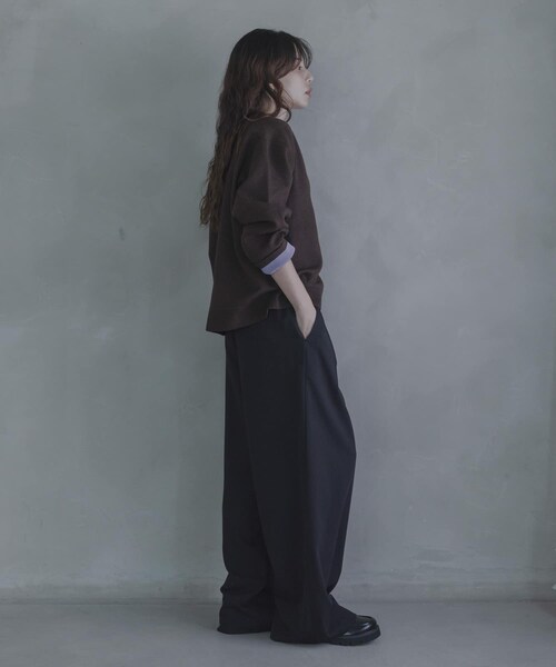 URBAN RESEARCH Sonny Label（アーバンリサーチサニーレーベル）の「ダブルフェイスバイカラーカーディガン（カーディガン/ボレロ・レディース・グレー/ブラウン/ネイビー・Free）」の19枚目の写真