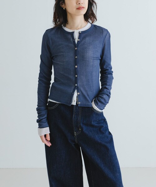 URBAN RESEARCH（アーバンリサーチ）の「『MADE IN JAPAN』シアーテレコショートカーディガン（カーディガン/ボレロ・レディース・NAVY/WHITE/BUTTER・FREE）」の18枚目の写真