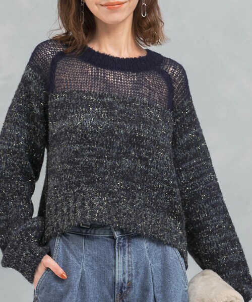 URBAN RESEARCH ROSSO（アーバンリサーチロッソ）の「『WEB限定』ドッキングラメニット（ニット/セーター・レディース・NAVY/PINK/BEIGE・FREE）」の20枚目の写真