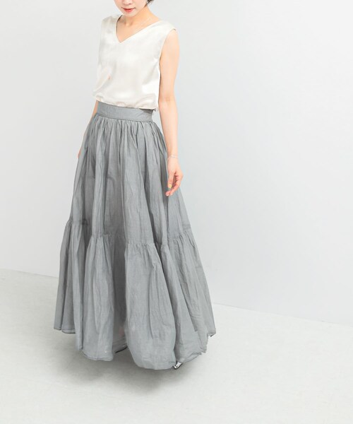 URBAN RESEARCH ROSSO（アーバンリサーチロッソ）の「MARILYN MOON　sheer cotton gather skirt（スカート・レディース・BLACK/GRAY・FREE）」の13枚目の写真