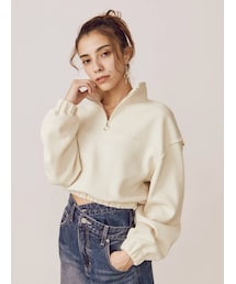 EVRIS | ハーフジップワッフルスウェットTOPS(スウェット)