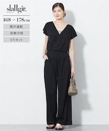 slattgir | 高身長 バイメタル天竺カシュクールオールインワン(吸汗速乾・UVカット・接触冷感)(トールサイズ)(つなぎ/オールインワン)