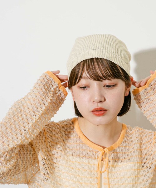 KBF(ケイビーエフ)の「サマーニットビーニー(ニットキャップ/ビーニー・レディース・CHARCOAL/IVORY・one)」の4枚目の写真