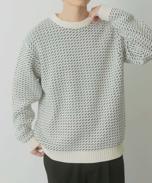 ITEMS URBANRESEARCH（アイテムズ アーバンリサーチ）の「マシンウォッシャブル バーズアイ クルーニット（ニット/セーター・メンズ・WHT/BGD/NVY/BLK・M/L）」の17枚目の写真