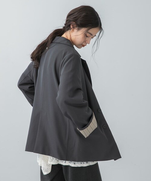 SENSE OF PLACE by URBAN RESEARCH（センスオブプレイスバイアーバンリサーチ）の「ワイドスリーブオーバージャケット（テーラードジャケット・レディース・CHARCOAL/IVORY/BEIGE・One）」の16枚目の写真