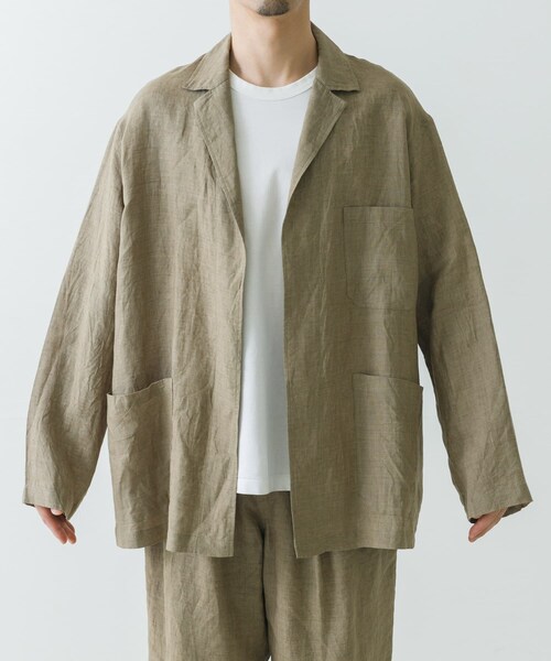 URBAN RESEARCH（アーバンリサーチ）の「YLEVE　LINEN POPLIN JACKET（テーラードジャケット・メンズ・180 KHAKI/120 NAVY・3/4）」の4枚目の写真