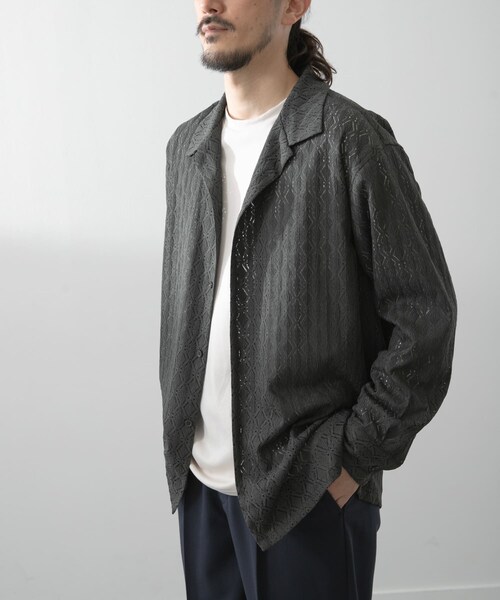 ITEMS URBANRESEARCH(アイテムズ アーバンリサーチ)の「ジオメレースオープンカラーシャツ(シャツ/ブラウス・メンズ・OLV/BRN/BLK・M/L)」の3枚目の写真