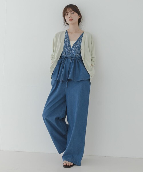 URBAN RESEARCH Sonny Label（アーバンリサーチサニーレーベル）の「クロス刺繍ペプラムサロペット（つなぎ/オールインワン・レディース・インディゴ/L.インディゴ・36/38）」の9枚目の写真