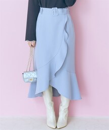 marun | 大きいサイズ　ベルト付フリルデザインスカートmarun(スカート)