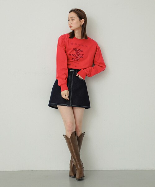 SENSE OF PLACE by URBAN RESEARCH(センスオブプレイスバイアーバンリサーチ)の「シシュウデニムミニスカート(デニムスカート・レディース・ONE WASH/L.INDIGO・S/M)」の7枚目の写真