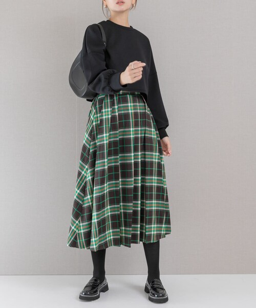 URBAN RESEARCH ROSSO（アーバンリサーチロッソ）の「ランダムプリーツスカート（スカート・レディース・greencheck/browncheck/gray・36/38）」の4枚目の写真