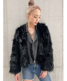 GYDA | レイヤードエコファーライダースジャケット(ライダースジャケット)