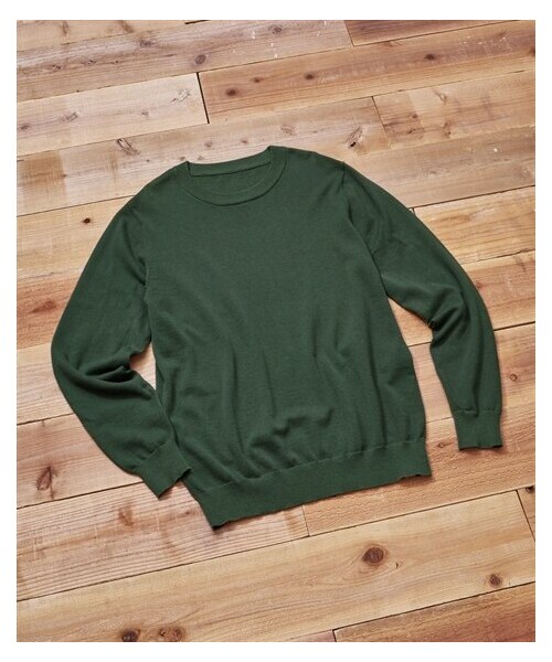 nissen（ニッセン）の「洗える綿１００％クルーネックニット（ハイゲージ）【大きいサイズ】（ニット/セーター・メンズ・グリーン系/ネイビー/チャコール/黒/ダークブルー・3L/4L/5L/6L/8L/10L）」の19枚目の写真