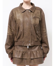 EMODA | ヴィンテージフェイクレザーブルゾン(ブルゾン)