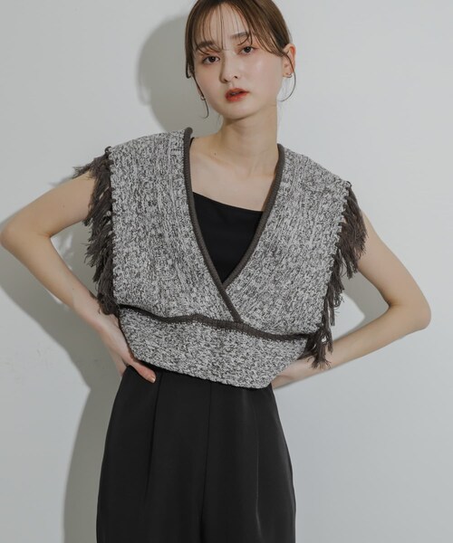 SENSE OF PLACE by URBAN RESEARCH(センスオブプレイスバイアーバンリサーチ)の「フリンジニットベスト(ベスト・レディース・BLU×GRY/IVORY/GRY×WHT・one)」の22枚目の写真