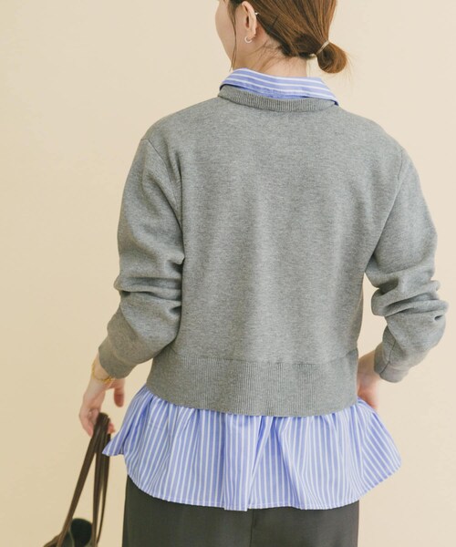ITEMS URBANRESEARCH（アイテムズ アーバンリサーチ）の「シャツレイヤーニットカーディガン（ニット/セーター・レディース・OFF/NVY/GRY・Free）」の16枚目の写真