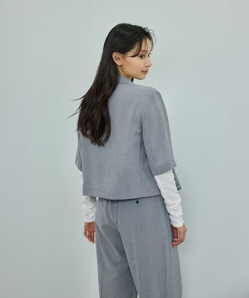 ROPE'（ロペ）の「【洗える】リネンライクコンパクトジャケット/セットアップ対応【WEB・一部店舗限定】（テーラードジャケット・レディース・グレー/ベージュ系・36/38）」の13枚目の写真