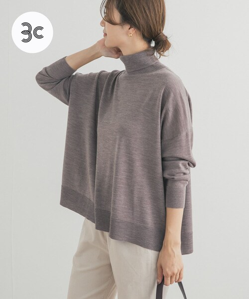 URBAN RESEARCH DOORS（アーバンリサーチドアーズ）の「ウォッシャブルウールタートルネックワイドプルオーバー（ニット/セーター・レディース・杢MOCHA/RED/GREEN/BROWN・M）」の5枚目の写真