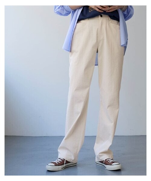 nissen（ニッセン）の「サラチノストレッチストレートパンツ(吸汗速乾・接触冷感・UVカット)(選べる２レングス)＜大きいサイズ有＞（パンツ・レディース・ベージュ/アイボリー/黒/【DROP】カーキ・S/M/L/LL/3L/4L/5L/6L/8L/10L）」の8枚目の写真