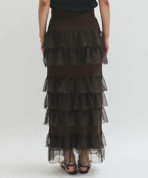 ADAM ET ROPE'（アダムエロペ）の「シアーフリルスカート（スカート・レディース・ブラック/ホワイト/ダークブラウン・F）」の20枚目の写真