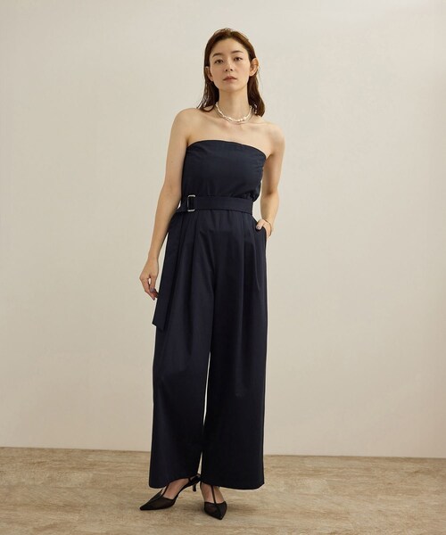 ROPE'(ロペ)の「コットンサテンオールインワン/洗える(つなぎ/オールインワン・レディース・ネイビー/ターコイズ・F)」の3枚目の写真