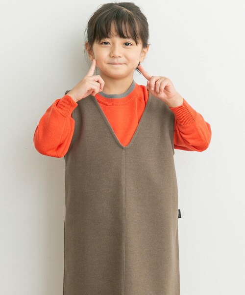 URBAN RESEARCH DOORS（アーバンリサーチドアーズ）の「ウーステッドヤーン配色ニット(KIDS)（ニット/セーター・キッズ・OFF×NAVY/ORANGE・105/120/135）」の14枚目の写真