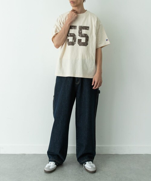 URBAN RESEARCH Sonny Label（アーバンリサーチサニーレーベル）の「『別注』Russell Athletic×Sonny Label　ナンバリングショートスリーブTシャツ（Tシャツ/カットソー・メンズ・オフ/キナリ/ブルー・M/L）」の6枚目の写真