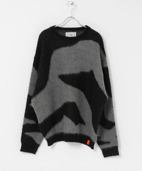 THE GOODLAND MARKET（ザグッドランドマーケット）の「TONY　Marble Knit Crew（ニット/セーター・メンズ・BLK×GRY/BLK×OLV・M/XL）」の4枚目の写真