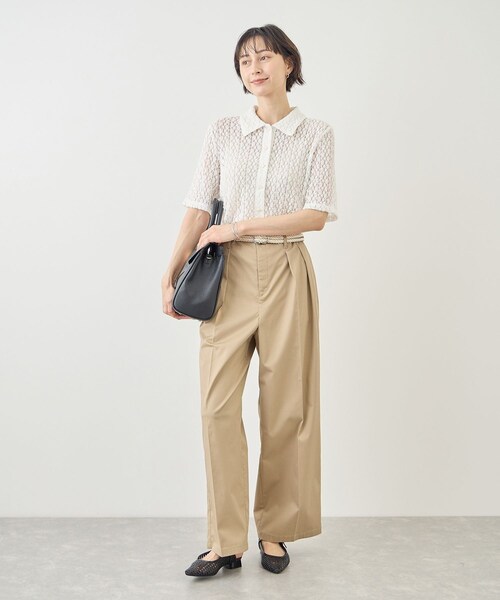 ROPE' PICNIC(ロペピクニック)の「【ちゃんと+かわいい保証】カットレースポロトップス/リンクコーデ(シャツ/ブラウス・レディース・ブラック/ホワイト/サックス・F)」の13枚目の写真