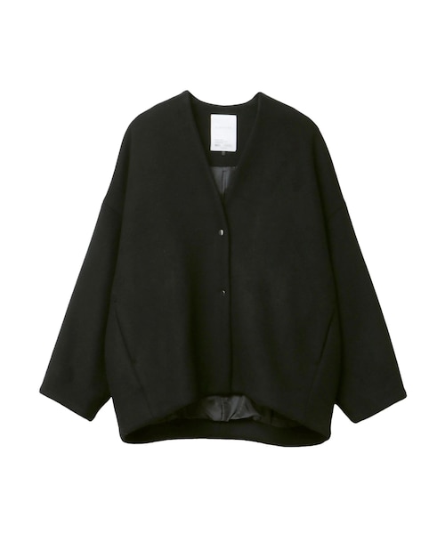 ELENDEEK（エレンディーク）の「FORM SHORT WOOL CT（ノーカラージャケット・レディース・ライトグレー/グレー/ブラック/アイスブルー・01/02）」の8枚目の写真