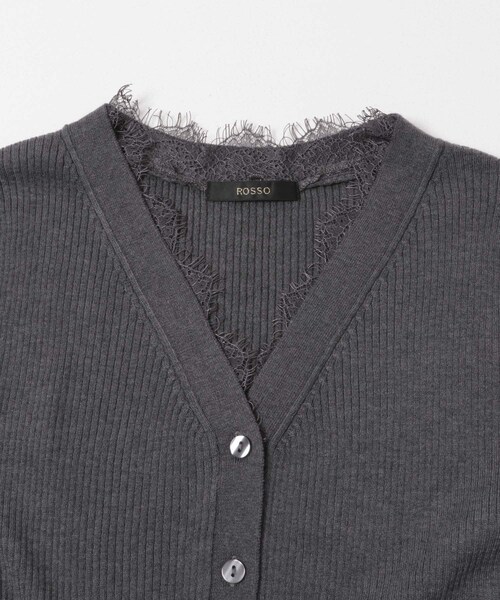 URBAN RESEARCH ROSSO（アーバンリサーチロッソ）の「レーストリミングVネックリブニット（ニット/セーター・レディース・IVORY/BLACK/GRAY/LIGHTPINK・Free）」の12枚目の写真