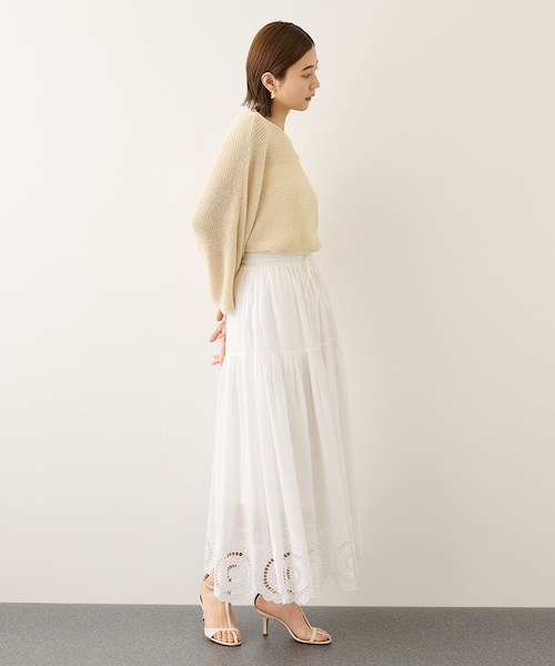 ROPE'(ロペ)の「INDIAコットンボイルシフリー刺繍サークルフレアスカート/セットアップ対応・イージーケア(スカート・レディース・ブラック/ホワイト・F)」の8枚目の写真