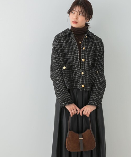 URBAN RESEARCH ROSSO（アーバンリサーチロッソ）の「F by ROSSO　ベロアツイードジャケット（テーラードジャケット・レディース・GRAY/BLACK・FREE）」の3枚目の写真