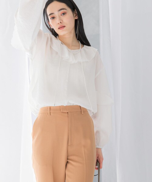 URBAN RESEARCH ROSSO（アーバンリサーチロッソ）の「『WEB/一部店舗限定カラー』楊柳フリルブラウス（シャツ/ブラウス・レディース・SAX/WHITE/YELLOW/PINK・FREE）」の6枚目の写真