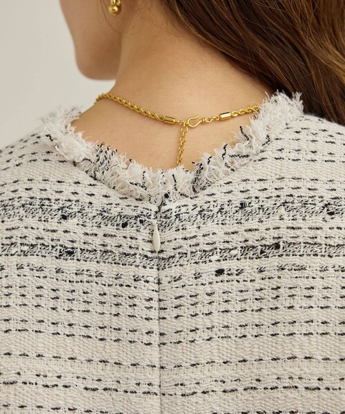 ROPE'（ロペ）の「【GIOLICA（ジオリカ）】別注TWEED V OP（ワンピース）（ワンピース・レディース・ホワイト/ブルー・36/38）」の14枚目の写真