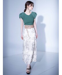 MERCURYDUO | シャンブレーフラワーエンブロイダリースカート(スカート)