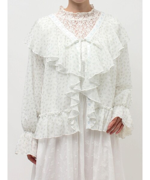 merry jenny（メリージェニー）の「シアーフリルボレロ（カーディガン/ボレロ・レディース・アイボリー/ピンク/アイスブルー・F）」の4枚目の写真