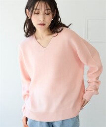 nissen | マシュマロニット畦編みオーバーサイズVネックトップス＜大きいサイズ有＞(ニット/セーター)