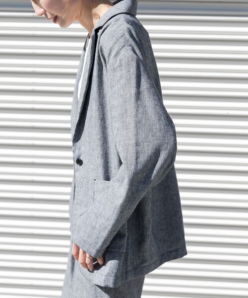 URBAN RESEARCH DOORS(アーバンリサーチドアーズ)の「FORK&SPOON ヘンプ混テーラードジャケット(テーラードジャケット・レディース・CHECK/NAVY・1)」の15枚目の写真