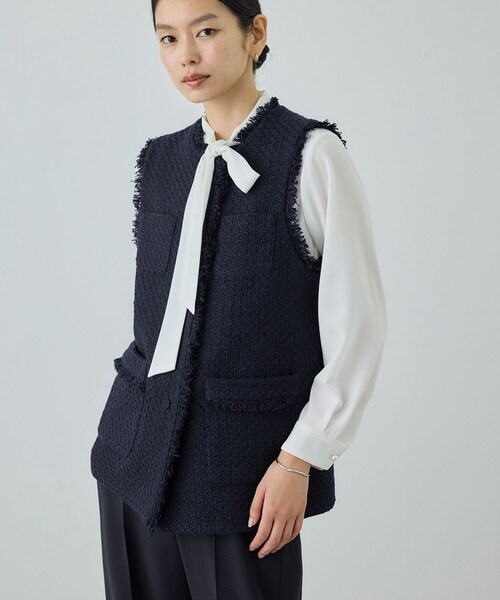 ROPE'(ロペ)の「ミックスツイードジレベスト/26SS(ベスト・レディース・ブラック系/オフホワイト/ネイビー・F)」の8枚目の写真