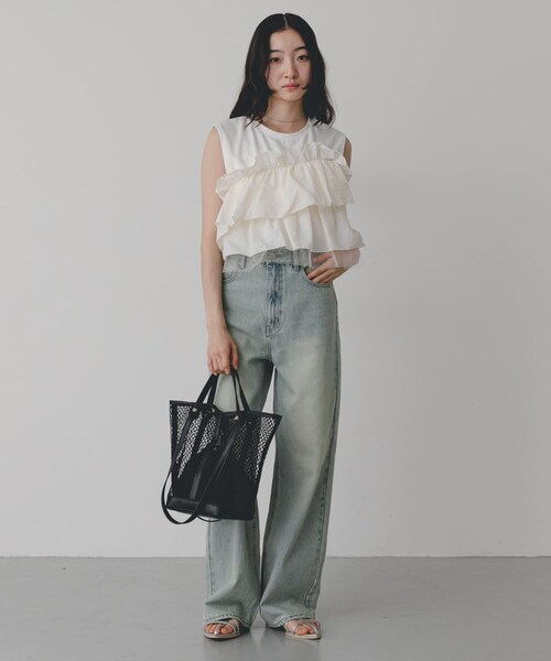 SENSE OF PLACE by URBAN RESEARCH（センスオブプレイスバイアーバンリサーチ）の「2WAYハンドルメッシュバッグ（トートバッグ・レディース・IVORY/BLACK・One）」の16枚目の写真