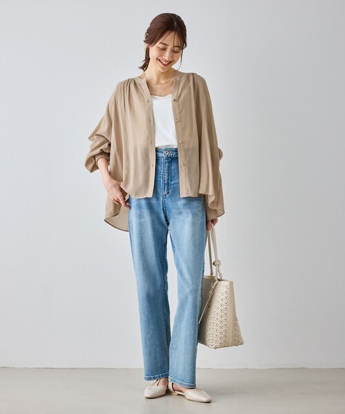 ROPE' PICNIC(ロペピクニック)の「布帛シアーカーディガンブラウス(シャツ/ブラウス・レディース・ブラック/キナリ/ベージュ・F)」の22枚目の写真