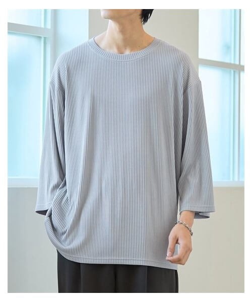 nissen（ニッセン）の「オーバーサイズカットジャガード7分袖Tシャツ【大きいサイズ有】（Tシャツ/カットソー・メンズ・グレー/スモーキーブルー/スモーキーグリーン/テラコッタ/黒・M/L/LL/3L/4L/5L/6L/8L/10L）」の20枚目の写真