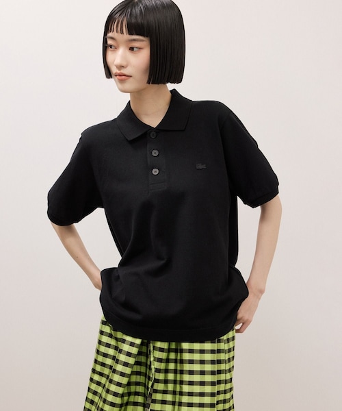 ADAM ET ROPE'(アダムエロペ)の「【LACOSTE for ADAM ET ROPE'】別注 Classic Polo(ポロシャツ・レディース・ブラック/ワイン系/クリーム・36)」の1枚目の写真