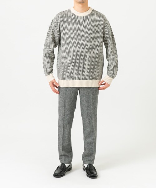 URBAN RESEARCH ROSSO（アーバンリサーチロッソ）の「『XLサイズあり』ヘリンボーン柄クルーネックニット（ニット/セーター・メンズ・IVORY/BLACK/GREIGE/NAVY/GRAY・S/M/L/XL）」の15枚目の写真