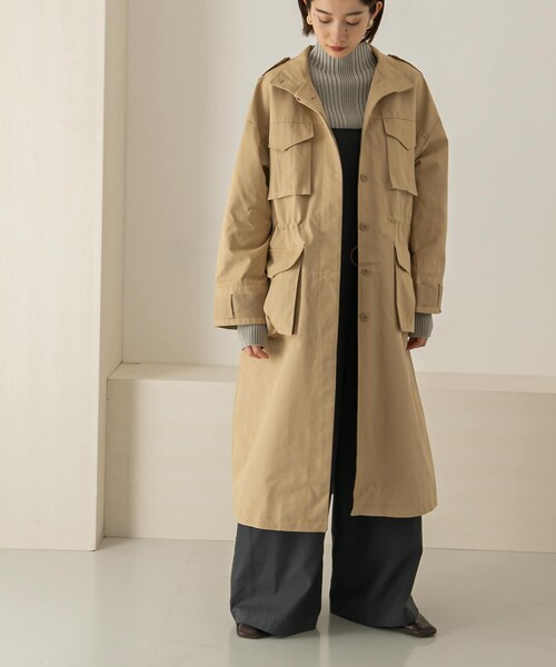 KBF(ケイビーエフ)の「ドロストミリタリーコート(ミリタリージャケット・レディース・BEIGE/KHAKI/ORANGE・one)」の11枚目の写真