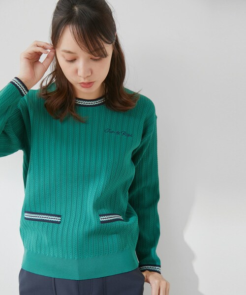 ROPE'(ロペ)の「ミニケーブル柄プレート使い長袖プルオーバー(ニット/セーター・レディース・ホワイト/グリーン/ネイビー・L/M/S)」の5枚目の写真