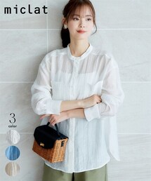 nissen | 大きいサイズ　バンドカラーシアーシャツ　miclat(シャツ/ブラウス)